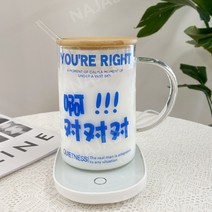 고열에 강한 내열 유리 물컵 뜨거운 물에 강한 1L 용량 물컵, 물컵 +대나무 구멍덮개+유리관+항온패드