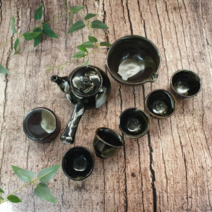 여주 도자기 천목 5인 다기 세트 다관 숙우 찻잔 구성 차 다도 세트