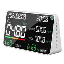 실내 공기질 측정기 농도 휴대용 산소 습도 공기 이산화탄소 미세먼지 air quality detector monitor co2 meter 테스터 tvoc hcho 전기 178, 협력사, 하얀색