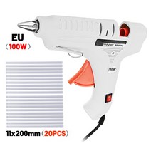 글루건 심 총 100W 핫멜트 글루 건 EU 플러그 11mm 스틱 온도 제어 산업용 가정 공예 DIY 접착제 히트건, 02 With 20Pcs Sticks