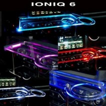 ArtX 아이오닉6 USB 5V LED 2단 차량용 무중력테이블 컵홀더 식탁 자동차 선반 핸드폰 거치대 수납용품, 추가함, 블루LED, 일반 타입