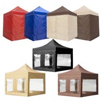 WINAIR 4COLORS 캐노피 방수 천막 풀세트 지붕+프레임+투명바람막이4면세트, 3mx2m_레드(지붕+프레임+투명바람막이4면세트)
