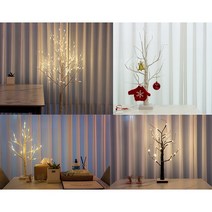 자작나무 크리스마스트리 북유럽 트리 장식 인테리어 USB LED, 브라운