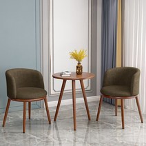 원룸 미니 원형 2인용 티 테이블 세트 2인 원목 우드 패턴 식탁 베란다 거실 커피, L