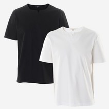 바쏘 바쏘 세미오버핏 이중직 실켓 코튼 Y넥 반팔티 4color