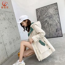 셀럽당 여자 트렌치코트 봄가을 캐주얼 하프 기장 아우터 후드 루즈핏 트렌치코트 상의