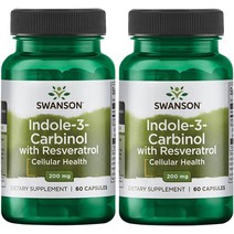 스완슨 인돌-3-카비놀 레스베라트롤 200mg 캡슐, 2개, 60개입, 60정