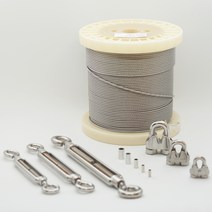 스텐 와이어 로프 줄 10M(수량추가시 연결된 길이 한줄 출고) 스텐와이어클립(연결 체결 부속) 스텐턴버클(와이어 텐션 조절) 와이어줄, 스텐클립3mm용