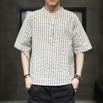 DFMEI 여름 유행 느슨한 반소매 티셔츠 남자 유행 브랜드 중국 스타일 티셔츠 일곱 분 소매 대형 셔츠 탑 의류