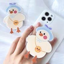 유치원 오리 에폭시 핑거 그립톡 핸드폰거치대, 옐로우