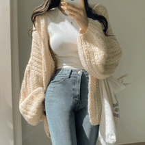 루즈핏 빅 뜨개 핸드메이드 아방핏 롱 가디건 4Color