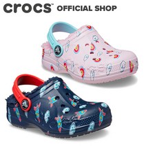 크록스 Baya 라인 인쇄 ed 유아 바야가 줄 지어 막힘 T / 털 Kids Sandal Bore Winter [PR1]
