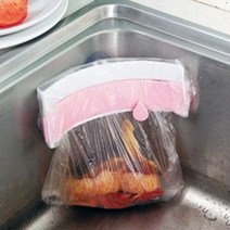 코너형 음식물 쓰레기 비닐 홀더 음식물거름망 스텐음식물쓰레기통, 색상, 핑크