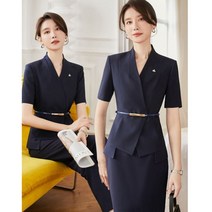여름 반팔 여성 유니폼 세트 호텔 안내데스크 은행 사무복 정장 세트