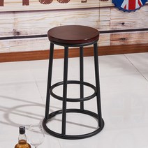 홈바의자 다리가긴의자 원목등받이의자 나무의자 미용실의자 바의자 높은의자 등받이회전의자 발걸이의자 하이벤치 철제의자, 자단색 오크면 75cm 높이 - 1m 1테이블 적합