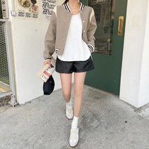 캐주얼 절개라인 레더 밴딩 반바지 숏 팬츠