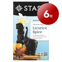 리암마켓 Stash Tea 허브 티 감초 스파이스 무카페인 티백 20개입 36g 2팩, 6팩