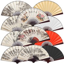 [1P 무배](실크 대나무부채 D타입 대형 1P) 접이식 전통 풍경 수채화 나무 무지 그림 부채, I형1P