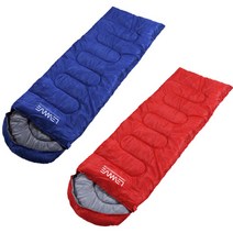 1+1 머쓸피그 여름 캠핑 얇은 침낭 가벼운 700g 슬리핑백 + 랜덤핫팩 10개 증정!, 레드+네이비