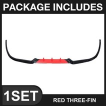 ABS 소재 앞 범퍼 스포일러 보호 플레이트 립 키트 장식 스트립 턱 셔블 자동차 개조 액세서리, Red-black three-fin