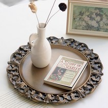 원형 커피트레이 카페쟁반 디스플레이 트레이, B-엔틱브론즈