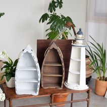 GO2shop GO2shop_ 토분받침대 화분걸이 하우스화분선반 3단화분정리대 도기화분, it● 빈티지 우드 화분 소품 장식장, it● 나룻배 - 화이트
