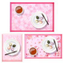 애슬라 다용도 트레이 쟁반 직사각 4종 세트, 체리블라썸