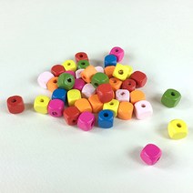 비즈공예재료 나무 사각콩알비즈(소/중/대)60g, 중(7mm)