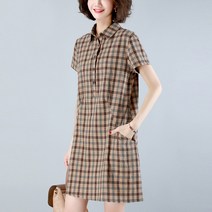 체크 원피스 왜소함 키 빅사이즈 여성의류 뚱뚱한 캐쥬얼 뱃살가리기 슬림핏 594865834