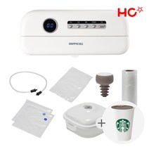 HC해피콜 비스티브 가정용 진공포장기 휴대용 무선압축기 6종구성 세트 HDVS-E30A1WH +신세계상품권 기프티콘 증정, 해피콜 비스티브 가정용 진공포장기 6종세트