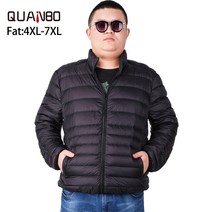 뚱뚱한 큰 크기 5XL 6XL 7XL 울트라 라이트 다운 재킷 화이트 오리 따뜻한 스탠드 칼라 짧은 남자 경량 다운 재킷 브랜