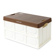 캠핑 스토리 접이식 다용도 폴딩박스 57L 스티커포함 우드 국내제작상판 여행 야외 휴가 트렁크 피크닉 가정 보관 이동 라운드형 손잡이 수납 정리함 리빙박스 상자 테이블 대용량 옷