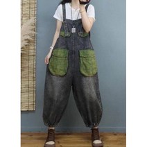 블랙진 그린패치 빈티지 점프수트