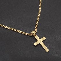 [슈가스톤] 18KGP 골드도금 빗살십자가펜던트 이태리체인 남자목걸이