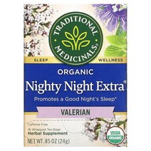 Traditional Medicinals Nighty Night Extra 티 발레리안 개별포장 티백 16개 24g(0.85oz), 30캔