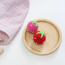 이노99 봉제식와펜 뜨개와펜 입체와펜 -자수장식, 뜨개딸기-핑크