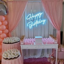 네온간판 네온조명 생일 축하 네온 사인 Led 아크릴 조명 글자 보드 파티 배경 벽 장식 간판, [09] warm white, [01] 72x54cm Adapter