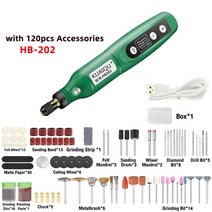 전동글라인더 그라인더 무선 미니 그라인더 USB 충전 드릴 전기 조각 펜 5 속도 조정 연 삭 기계 세련 된, 04 HB-202-120pcs Set