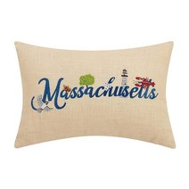 Peking Handicraft 24TG594C18OB 30.5 x 45.7cm 매사추세츠 자수 직사각형 베개 라미 & 면 394417