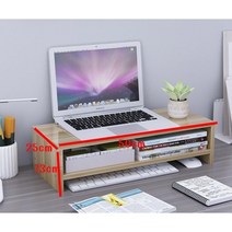 수납 모니터받침대 모니터거치대 받침대 듀얼 받침 선반 책상 꾸미기 책장 서랍 원목, 와이드 2단 라이트월넛