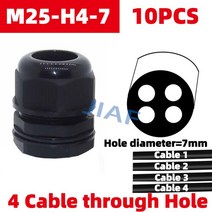 10pcs 케이블그랜드 10 개 더 많은 구멍 방수 플라스틱 케이블 글 랜드 M20 * 1.5 견인 M25 나일론 M32 블, 15 M25-H4-7mm BK 10pcs