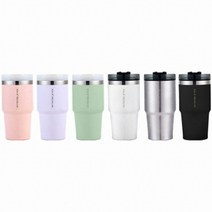 오슬로 리볼브텀블러 (핸들형) 차량용 휴대용 보온보냉 600ml 900ml 6컬러 빨대포함, 블랙