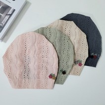 A 펀칭 꽃자수 두건 SS 봄 여름 모자 여행 나들이 꽃구경 휴가 중년 여성 멋내기 항암모자