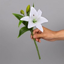 세라 프리미엄 조화 8종 성묘 꽃다발 인테리어 장식, 백합 4p-화이트