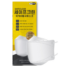세이프크린 KF80 황사 미세먼지 마스크 대형 100매, 화이트, 6개