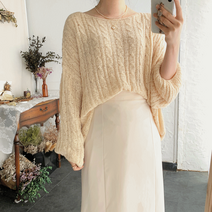 여성 가을 보트넥 꽈배기 꼬임 니트 스웨터 루즈핏 니트티