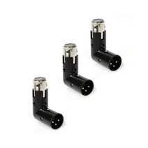 LyxPro XLR 앵글 어댑터 듀얼 수 및 암은 4가지 각도의 오른쪽 왼쪽 및 90도로 배치할 수 있으며 다른 응용 분야를 방해하는 믹서에 적합합니다 - 3팩, 3 Pack