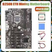 B250B ETH 마이닝 마더보드 + G4400 CPU 열 패드 스위치 케이블 SATA LGA1151 DDR4 12Xcard 슬롯 For BTC M, 한개옵션0