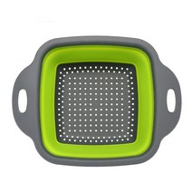 과일세척기 Fruit Vegetable Washing Machine 접이식 실리콘 드레인 바구니 야채 과일 세척 바구니 접이, 08 rectangle-green_02 L