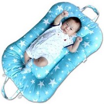 뽀송뽀송 땅콩침대 휴대보트침대 북유럽 블루 스타, L 목베개